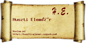 Huszti Elemér névjegykártya